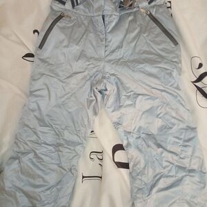 COLMAR Gray Light Blue Shiny Elastic Waist Belted Snow Pants 46